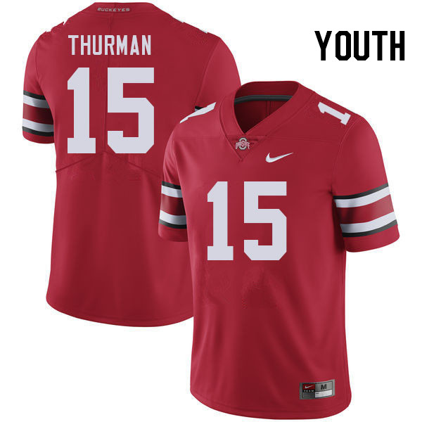 Youth #15 Jelani Thurman Ohio State Buckeyes College Football Jerseys Stitched-Red